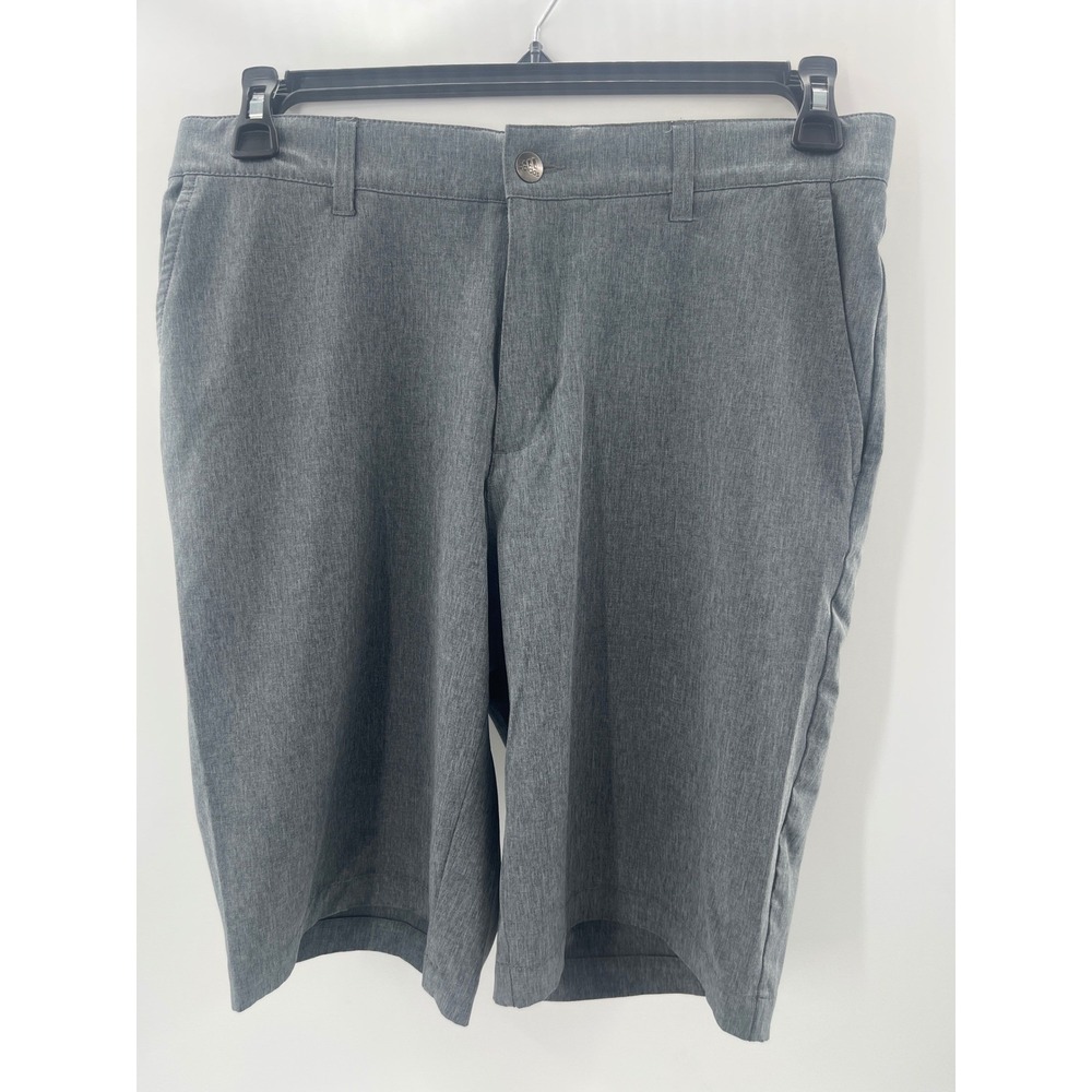 Adidas Mens Heather Grey Golf Shorts Size 32 Flat Front Performance Stretch